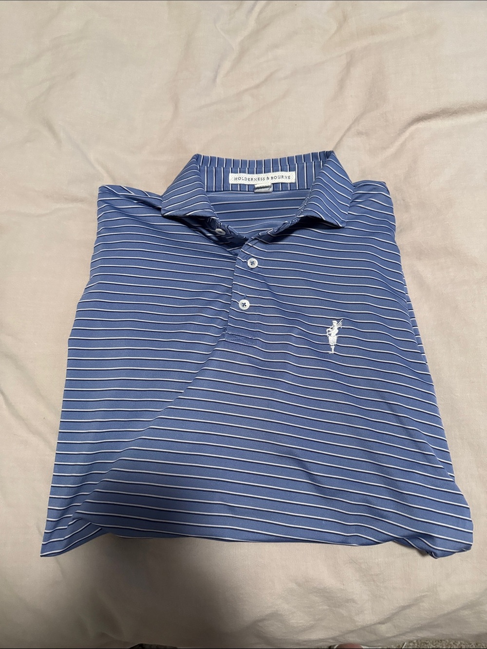 Striped Blue Men’s Spanish Bay Polo Shirt - Size: Small